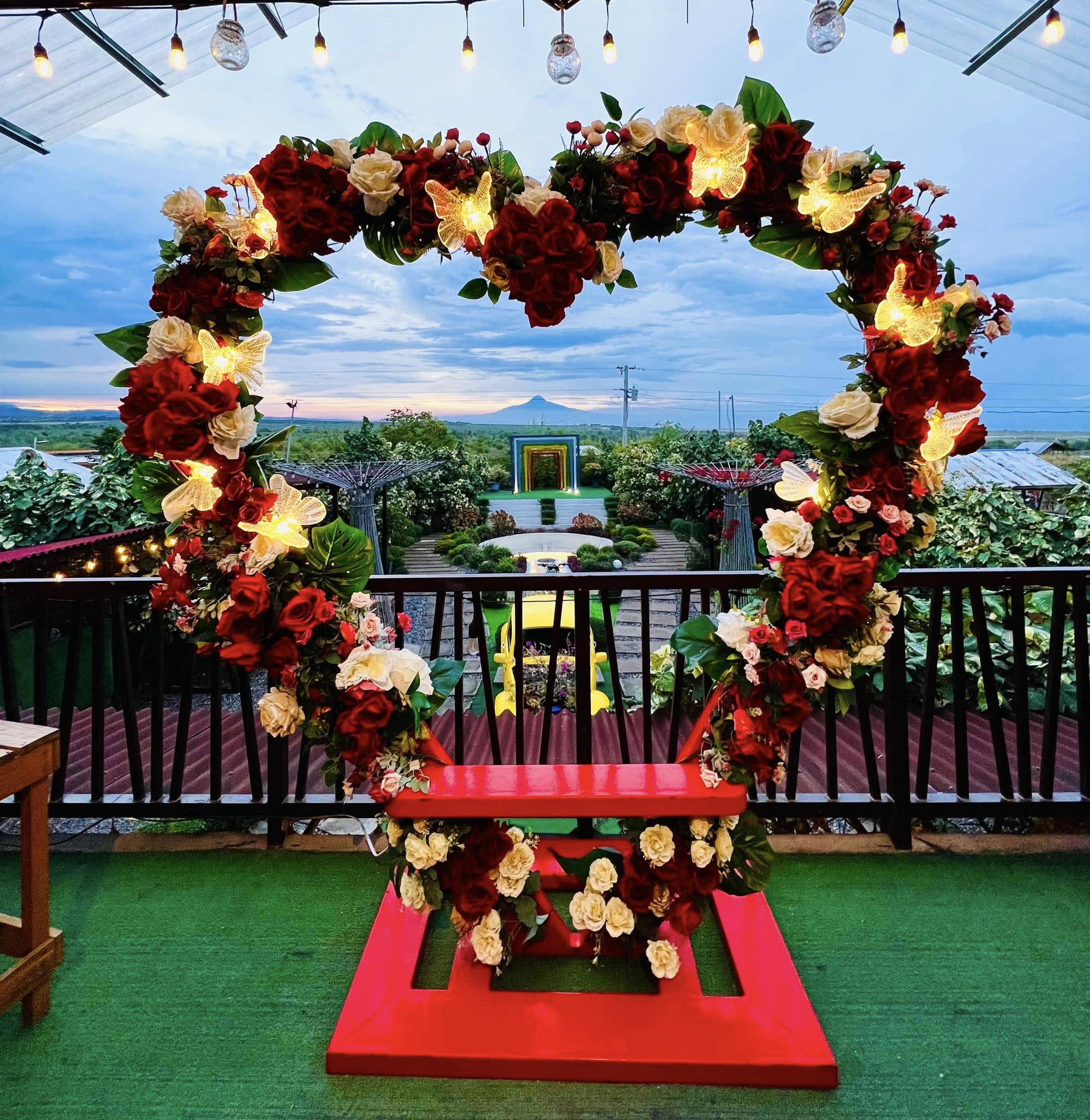 Heart-shaped floral photo frame overlooking the garden at D’ Garden at Calatao
