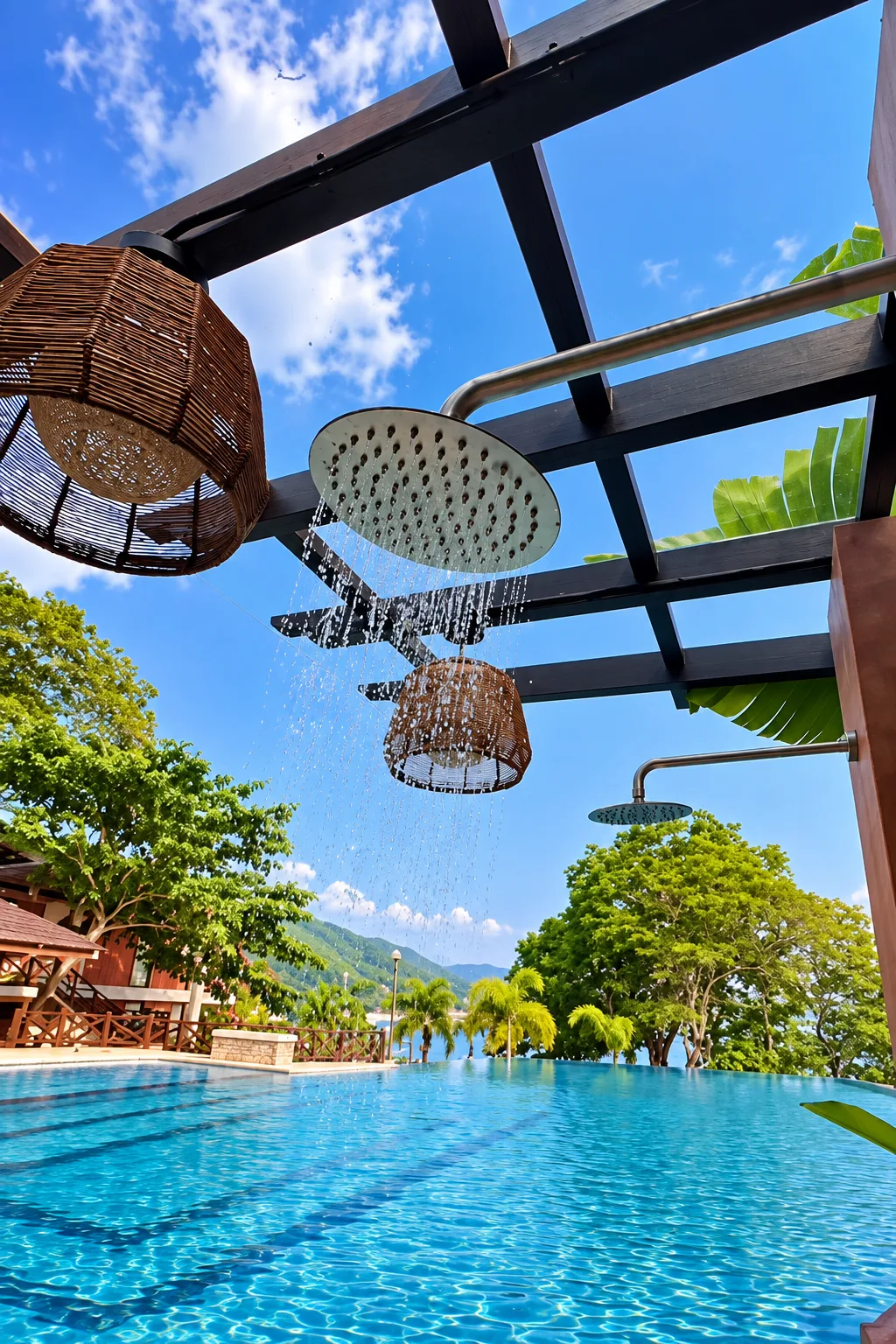 Poolside rain shower area at Seascape View Resort