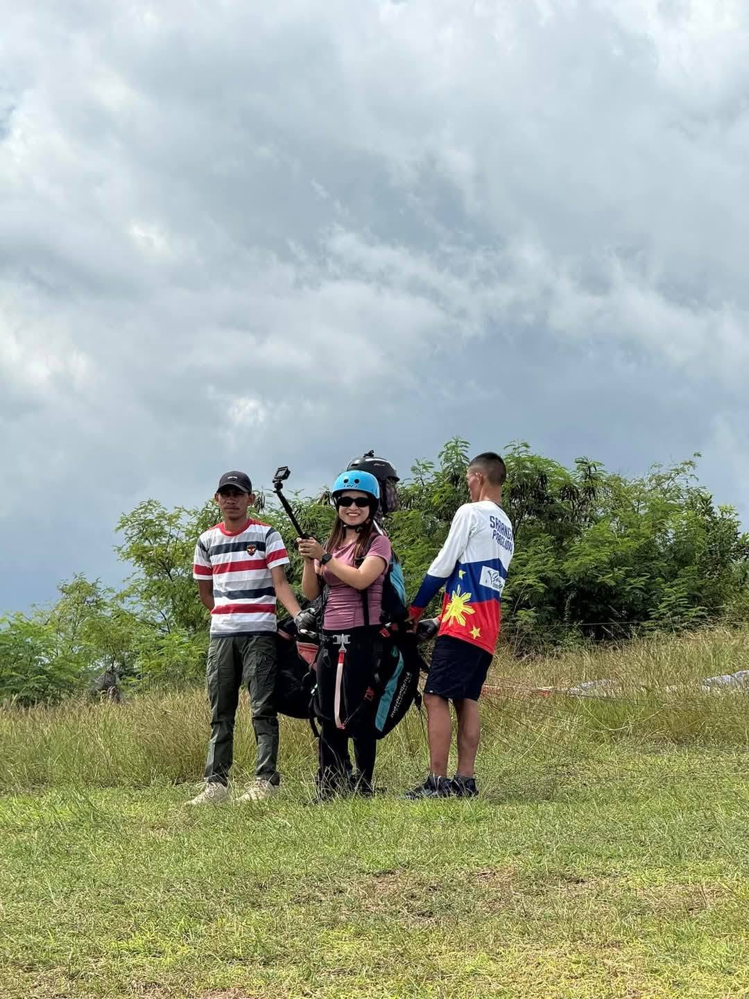 Guest preparing for a tandem paragliding flight at SAFI Ranch